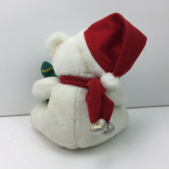 Hugfun Intl. 10 " White Plush Christmas Bear Holiday Rudolph Nose - Picture 3 of 7